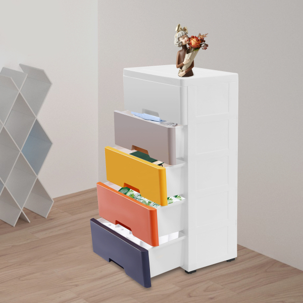 5 Drawer Stackable Vertical Clothes Storage Tower, Bedroom Tall Small Chest Closet