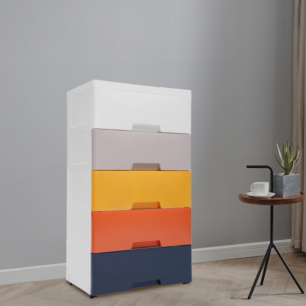 5 Drawer Stackable Vertical Clothes Storage Tower, Bedroom Tall Small Chest Closet