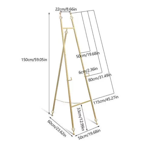 150cm Golden Simple Iron Artist Painting Easel Wedding Shop Metal Display Stand