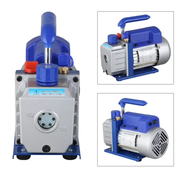 Blue Single Stage Vacuum Pump Rotary Vane 2.5CFM 1/4 HP Deep HVAC AC Air Tool Blue Single Stage Vacuum Pump Rotary Vane 2.5CFM 1/4 HP Deep HVAC AC Air Tool