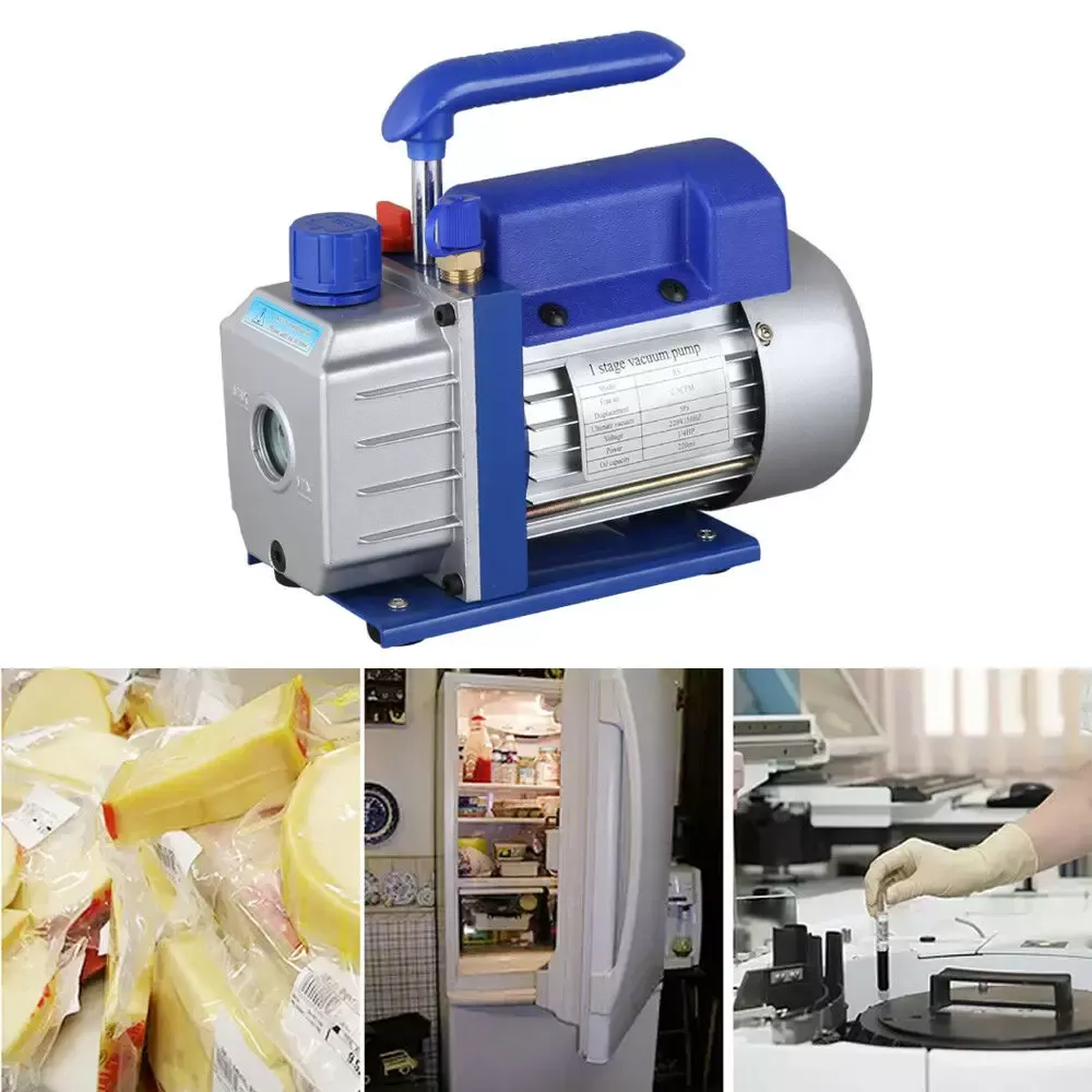 Blue Single Stage Vacuum Pump Rotary Vane 2.5CFM 1/4 HP Deep HVAC AC Air Tool