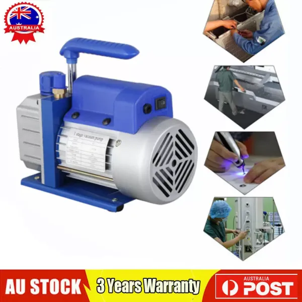 Blue Single Stage Vacuum Pump Rotary Vane 2.5CFM 1/4 HP Deep HVAC AC Air Tool