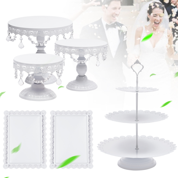 Cake Stands and Pastry Trays，Metal Crystal Cake Holder Cupcake Stand Classical Metal Dessert Wedding Birthday
