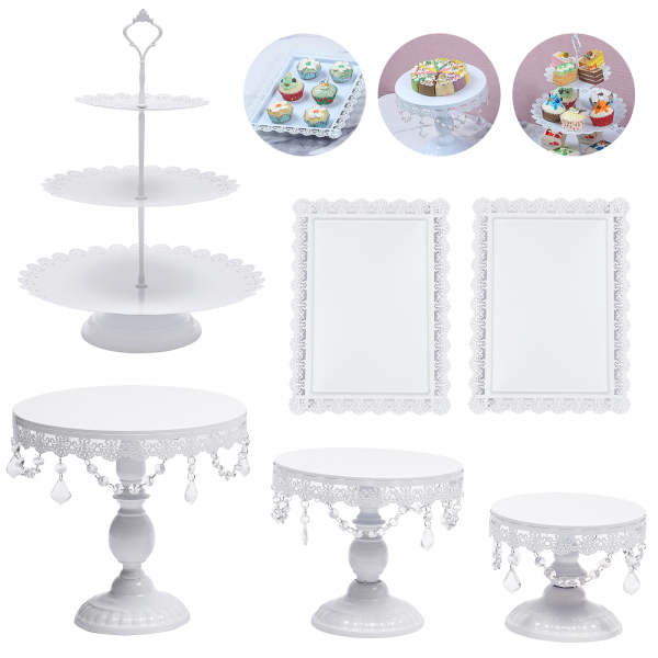 Cake Stands and Pastry Trays，Metal Crystal Cake Holder Cupcake Stand Classical Metal Dessert Wedding Birthday