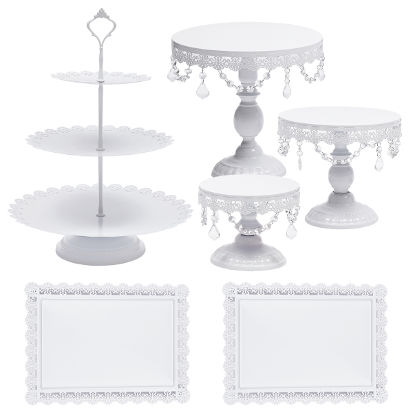 Cake Stands and Pastry Trays，Metal Crystal Cake Holder Cupcake Stand Classical Metal Dessert Wedding Birthday
