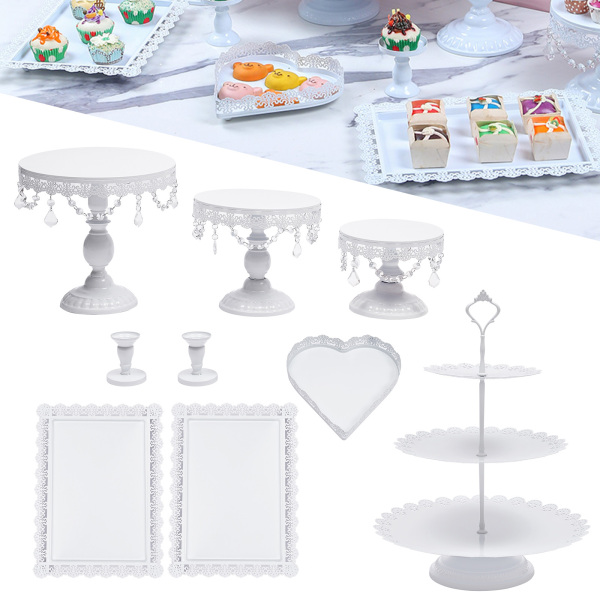 9 x Crystal Cake Holder Cupcake Stand Cake Dessert Holder White Color Metal 9 x Crystal Cake Holder Cupcake Stand Cake Dessert Holder White Color Metal