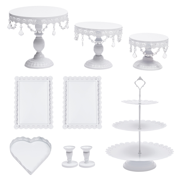 9 x Crystal Cake Holder Cupcake Stand Cake Dessert Holder White Color Metal 9 x Crystal Cake Holder Cupcake Stand Cake Dessert Holder White Color Metal