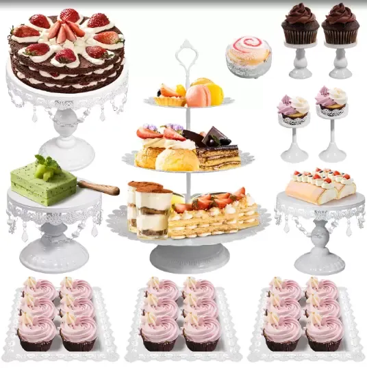 12x Crystal Cake Stand Cupcake Wedding Dessert Platter Plate Holder Bar Party