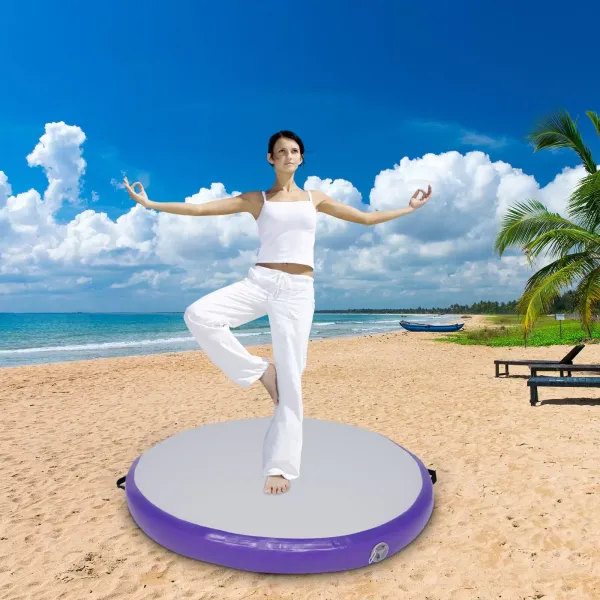 Inflatable Air Track Air Mat Gymnastics Yoga Balance Training Flooring Mat with Pump (Purple) Inflatable Air Track Air Mat Gymnastics Yoga Balance Training Flooring Mat with Pump (Purple)
