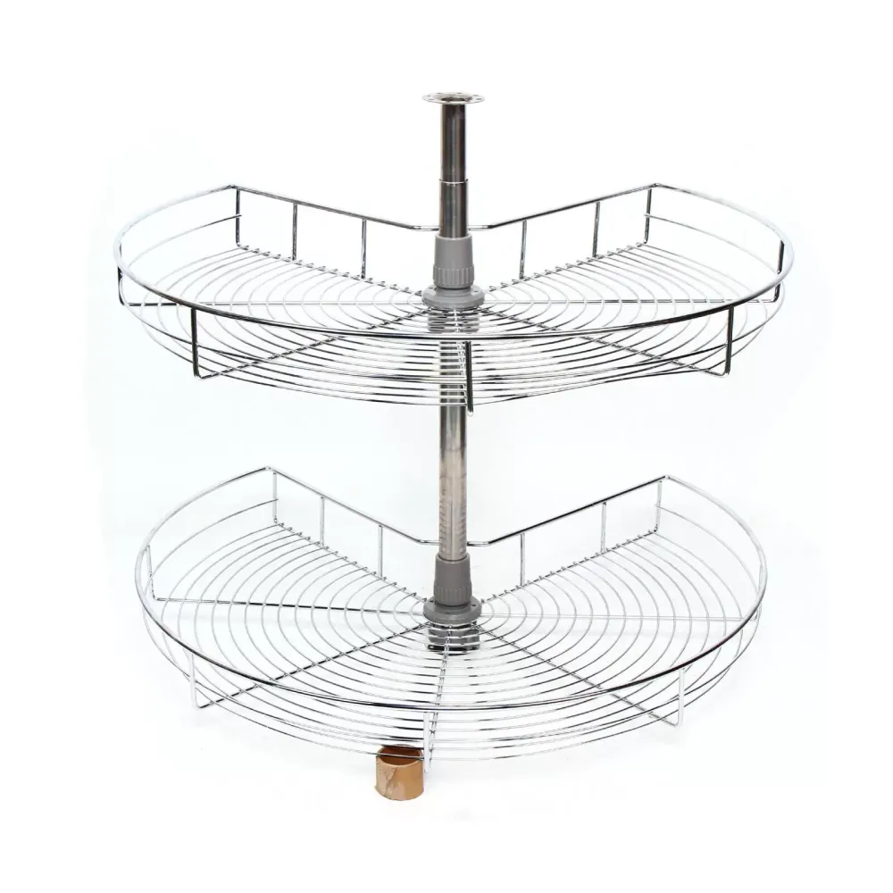 2-Tier Corner Pantry Basket Wire Kitchen Storage Cupboard 270°Cabinet Carousel