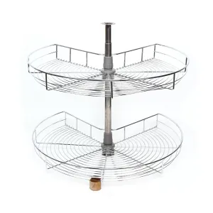2-Tier Corner Pantry Basket Wire Kitchen Storage Cupboard 270°Cabinet Carousel