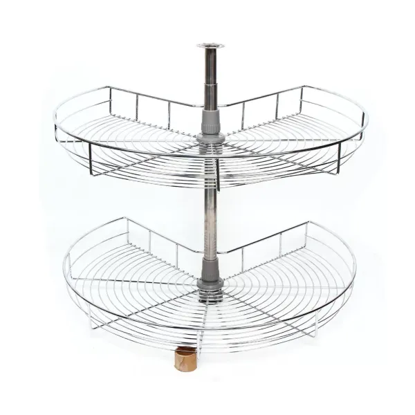 2-Tier Corner Pantry Basket Wire Kitchen Storage Cupboard 270°Cabinet Carousel