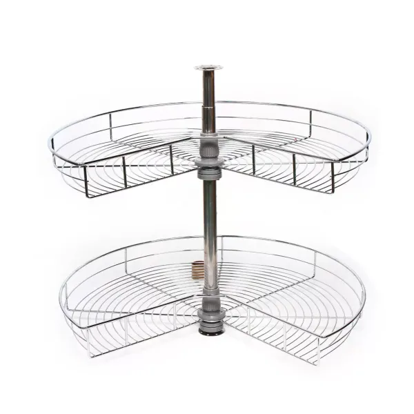 2-Tier Corner Pantry Basket Wire Kitchen Storage Cupboard 270°Cabinet Carousel