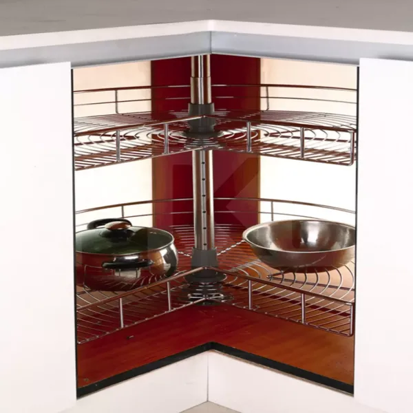 2-Tier Corner Pantry Basket Wire Kitchen Storage Cupboard 270°Cabinet Carousel