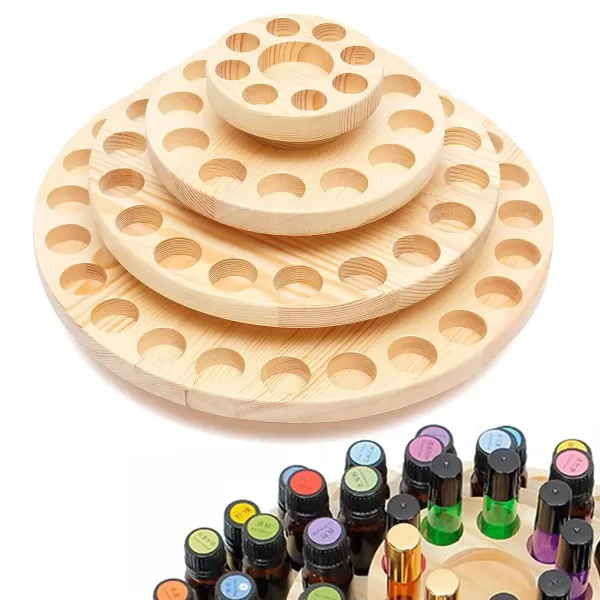 Essential Oil Bottle Container Wooden Storage Case Box Organizer,Essential Oil Rotating Display Stand