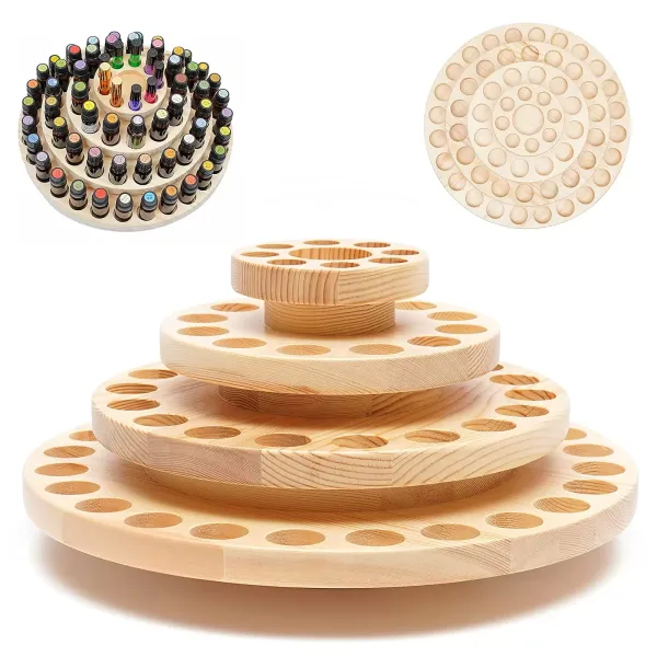 Essential Oil Bottle Container Wooden Storage Case Box Organizer,Essential Oil Rotating Display Stand