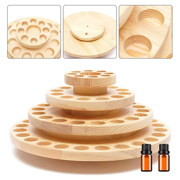 Essential Oil Bottle Container Wooden Storage Case Box Organizer,Essential Oil Rotating Display Stand