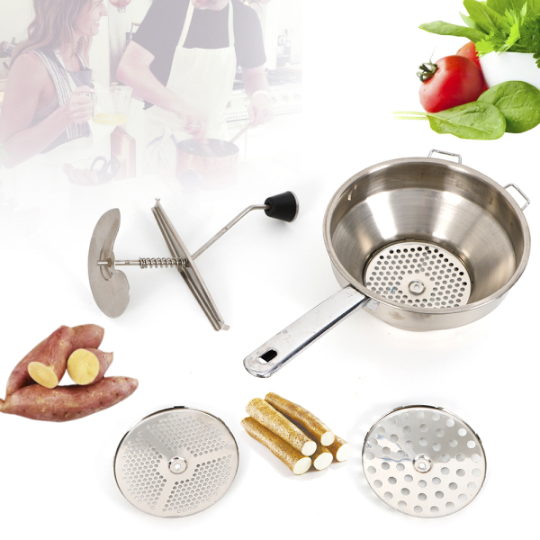 1.9L Stainless Steel Food Mill, Vegetable & Fruit Grinder, Sauce & Puree Maker - 3 Grinding Discs, Large Capacity