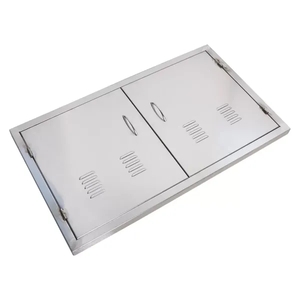 Outdoor Kitchen Entrance 12" x 21" Wall Construction Stainless Steel Flush-Mounted BBQ Island Double Door for Indoor and Outdoor Kitchens Outdoor Kitchen Entrance 12" x 21" Wall Construction Stainless Steel Flush-Mounted BBQ Island Double Door for Indoor and Outdoor Kitchens
