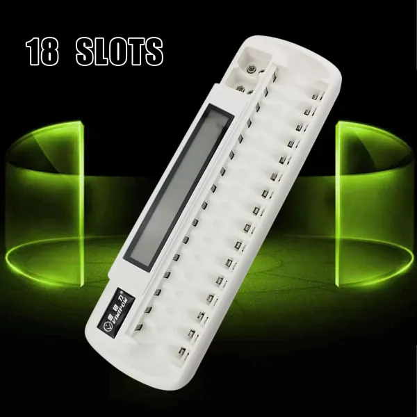 White Auto LCD Smart Intelligent 16-Slot Battery Charger For Ni-MH Ni-Cd AAA AA