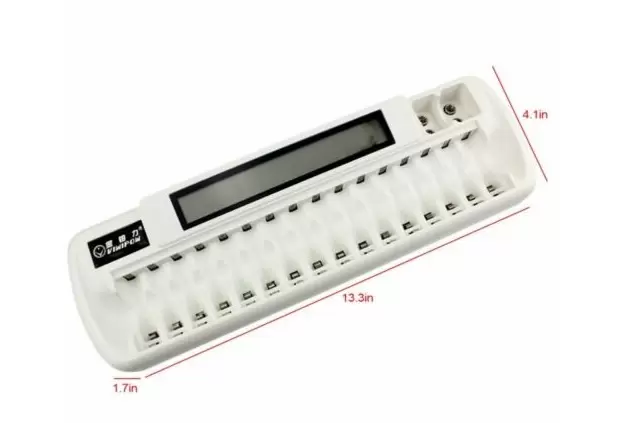 White Auto LCD Smart Intelligent 16-Slot Battery Charger For Ni-MH Ni-Cd AAA AA