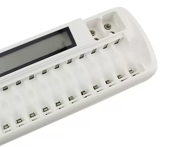 White Auto LCD Smart Intelligent 16-Slot Battery Charger For Ni-MH Ni-Cd AAA AA
