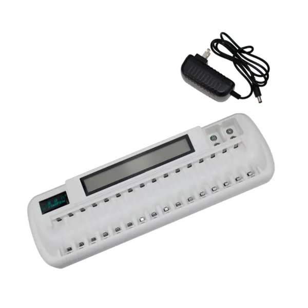 For NiMH NiCd Battery Charging 18 Slots AA/AAA Smart Battery Charger White For NiMH NiCd Battery Charging 18 Slots AA/AAA Smart Battery Charger White