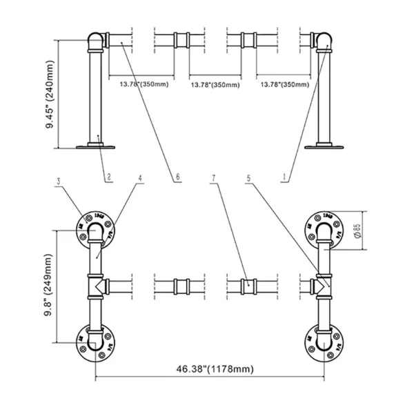 Clothes Rack Metal Garment Display Wall Mounted Hanger Garment Holder