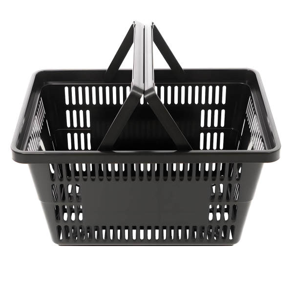 12 Black Plastic Shopping Baskets, Shopping Baskets with Handles, Shopping Baskets for supermarkets, bookstores