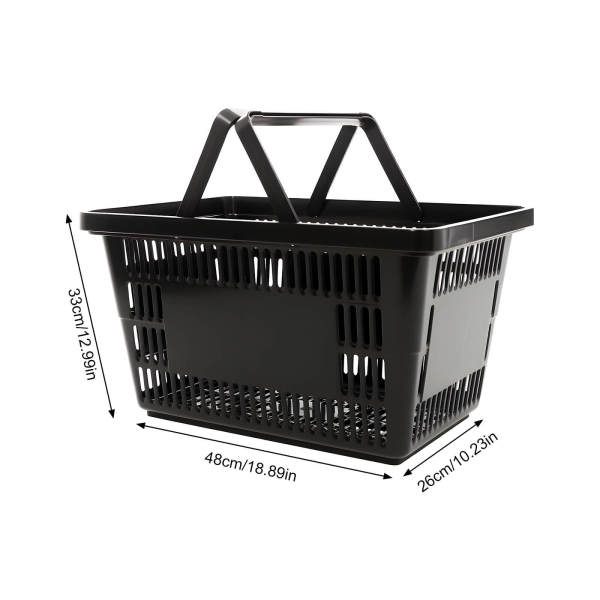 12 Black Plastic Shopping Baskets, Shopping Baskets with Handles, Shopping Baskets for supermarkets, bookstores