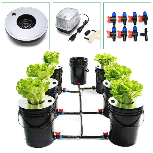 7 Pots Plant Driven Watering Feeding Systems Hydroponics Grow System 20L Bucket