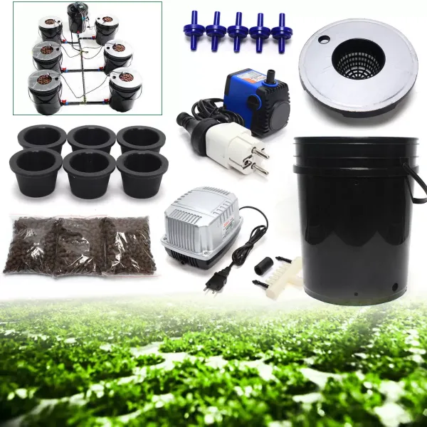 7 Pots Plant Driven Watering Feeding Systems Hydroponics Grow System 20L Bucket
