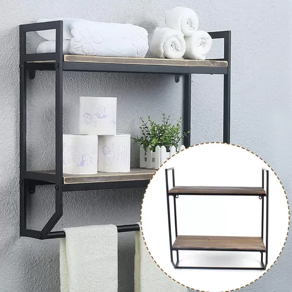 2 Tiers Modern Bathroom Storage Shelf Towel Rack Wall Mounted Holder Organizer