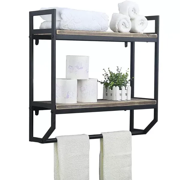 2 Tiers Modern Bathroom Storage Shelf Towel Rack Wall Mounted Holder Organizer
