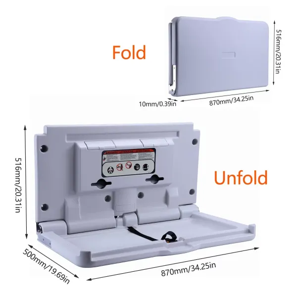 Commercial Wall Mounted Baby Changing Table Change Station w/ Safety Strap Grey with Tissue Box Hanging Hooks for Hotels Sprinkler Stores Shopping Malls Commercial Wall Mounted Baby Changing Table Change Station w/ Safety Strap Grey with Tissue Box Hanging Hooks for Hotels Sprinkler Stores Shopping Malls
