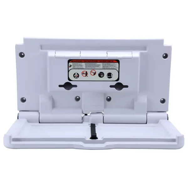 Commercial Wall Mounted Baby Changing Table Change Station w/ Safety Strap Grey with Tissue Box Hanging Hooks for Hotels Sprinkler Stores Shopping Malls