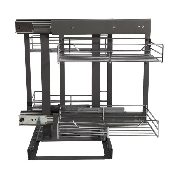 Pull-Out Wire Sliding Basket Rack Multi-Rail Drawer Shelf Cabinet Storage 40cm