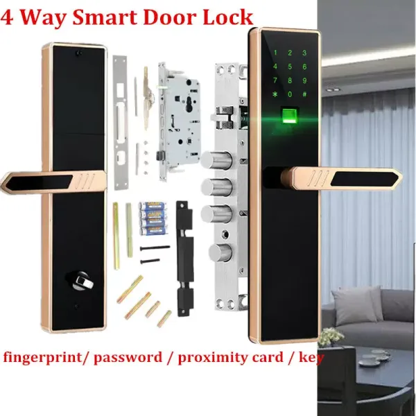 Anti-theft Code Security Door Handle Finger Print Entry Padlock Smart Door Lock