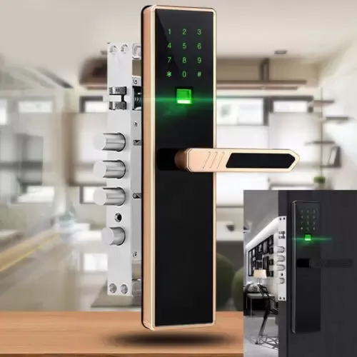 Anti-theft Code Security Door Handle Finger Print Entry Padlock Smart Door Lock