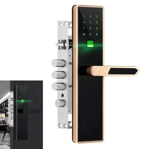 Anti-theft Code Security Door Handle Finger Print Entry Padlock Smart Door Lock