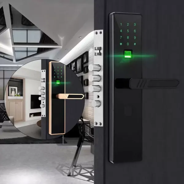 Anti-theft Code Security Door Handle Finger Print Entry Padlock Smart Door Lock