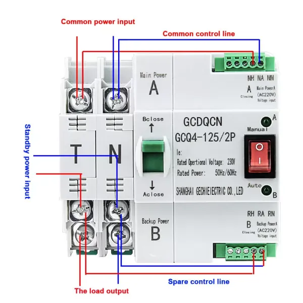 2P 63A Automatic Transfer Switch Dual Power Automatic Transfer Switch 220V