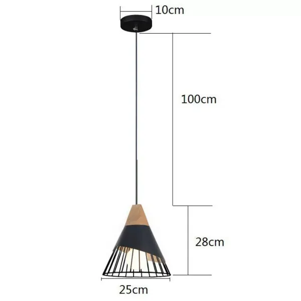 3pcs Kitchen Lamp Black Pendant Light Wood Ceiling Lamps Bar Chandelier Lighting
