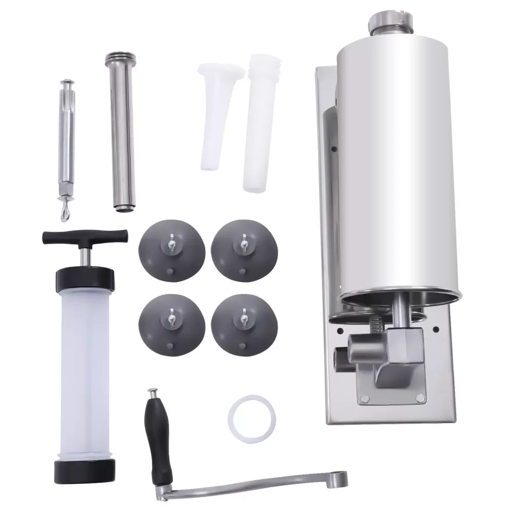 4L/8 LBS Sausage Stuffer Manual Stainless Steel Horizontal Sausage Maker Meat Filling Machine
