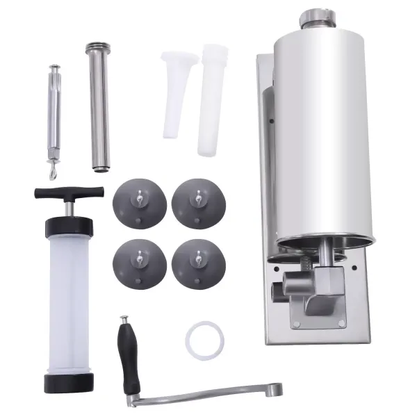4L/8 LBS Sausage Stuffer Manual Stainless Steel Horizontal Sausage Maker Meat Filling Machine