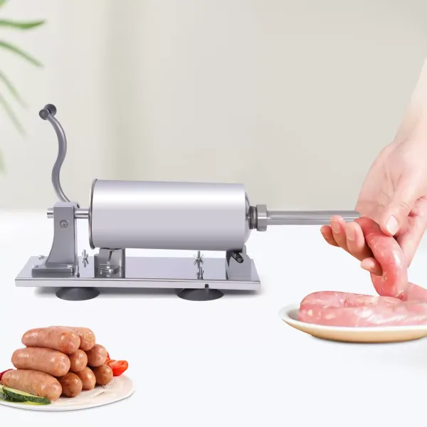 4L/8 LBS Sausage Stuffer Manual Stainless Steel Horizontal Sausage Maker Meat Filling Machine