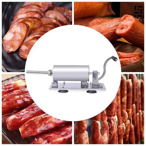 4L/8 LBS Sausage Stuffer Manual Stainless Steel Horizontal Sausage Maker Meat Filling Machine