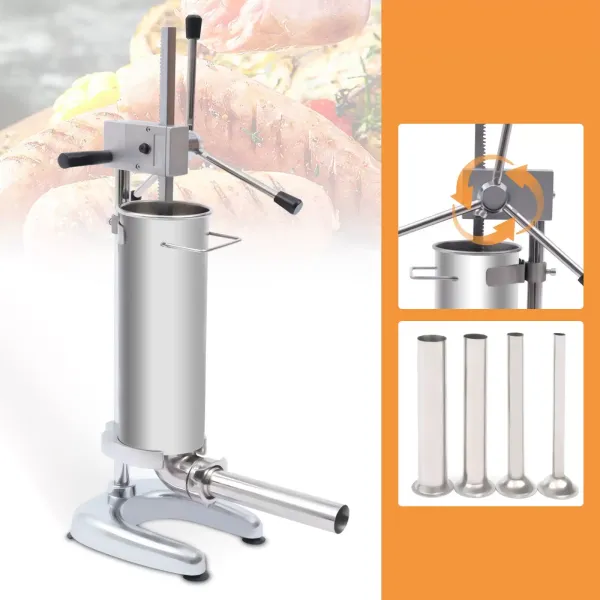 3L Manual Vertical Sausage Stuffer Stainless Steel Meat Filler Salami Maker 3L Manual Vertical Sausage Stuffer Stainless Steel Meat Filler Salami Maker