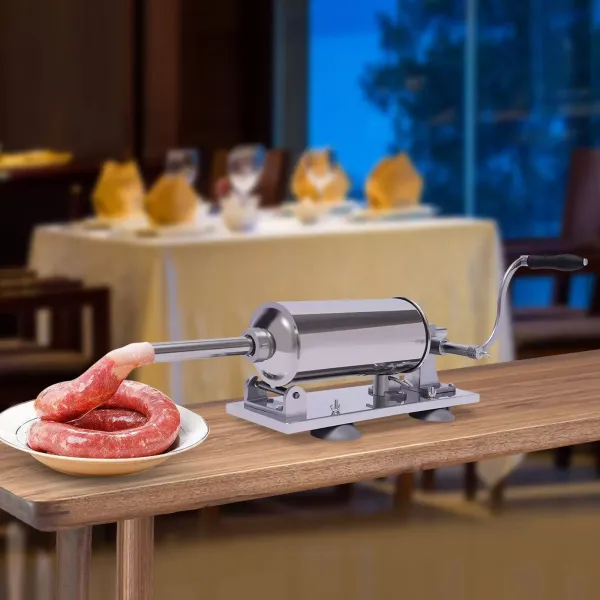 4L /8LBS Manual Sausage Stuffer Horizontal Sausage Maker Meat Filling Machine Stainless Steel