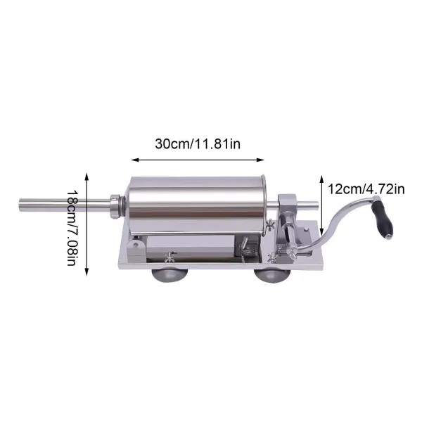 4L /8LBS Manual Sausage Stuffer Horizontal Sausage Maker Meat Filling Machine Stainless Steel